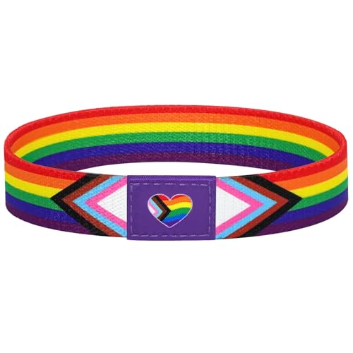 Nanafast LGBTQ Rainbow Pride Bracelet for Women Men Stretch Elastic Wristband LGBT Bracelets for Pride Month Trans Bisexual Nonbinary Lesbian Asexual Stuff Accessories-Progress 1pc