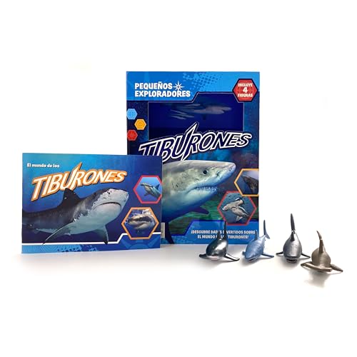 Phidal Tiburones Pequeños Exploradores - Libros de actividades para niños, 22 páginas para descubrir datos curiosos, 4 figuras