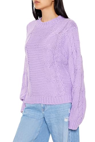 Forever 21 Women's Ribbed-Trim Cable Knit Sweater4