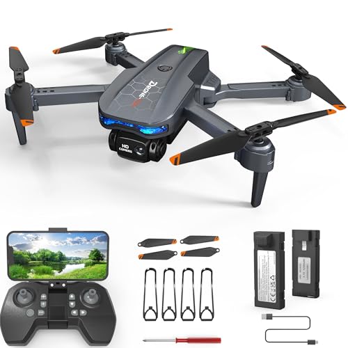 FERIETEL T29 C0 Drone with Camera 1080P, Foldable Mini Drones for Kids/Adults, RC Quadcopter for Beginners, Headless Mode, 3D Flips, 2x 1200mAh Batteries, Kids Toy Gift