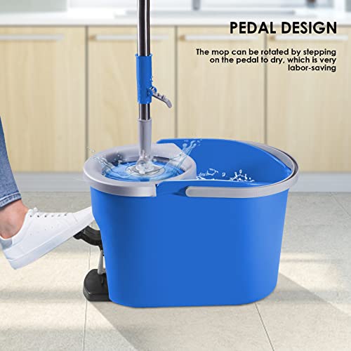 Ozd Spin Mop With Bucket For Floor Cleaning, Microfiber Mops And Bucket With Wringer Set, 51.2 Inch Adjustable Handle, 360 Spinning Mop For Wet & Dry Use, With 5 Mop Refills & 1 Brush Head #TOP2