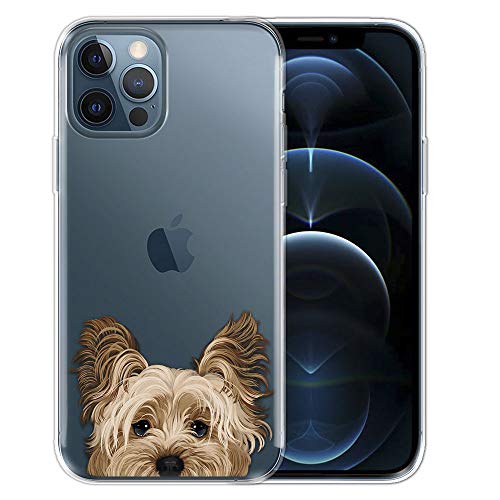 FINCIBO Clear Transparent TPU Soft Gel Skin Case Cover Compatible with Apple iPhone 12 Pro Max 6.7 inch 2020 - Yorkshire Terrier