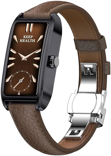Smartwatch Damen Elegant Dünn Fitnesstracker Eckig Damenuhr 1.13" AMOLED Fitnessuhr Frauen Herzfrequenzmesser Schrittzähler Schlafanalyse Menstruationszyklus Pulsuhr Gold IP68 Wasserdicht Sportuhr