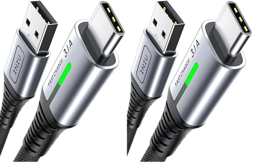 INIU USB C Kabel 1m, Typ C 3,1A Handy Ladekabel USB auf USB C Schnellladekabel, Nylon USB-C Aufladekabel Lang für iPhone 15 Pro Samsung Galaxy S21 S20 S10 Note 10 Google Pixel 7 6 (Packung mit 2)