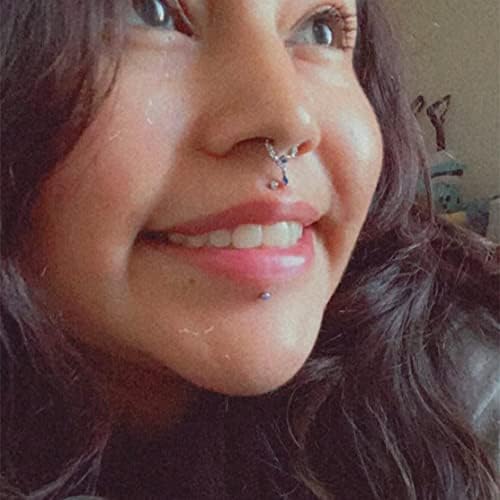 Melighting 16G Septum Rings Dangle Septum Jewellery with Blue Planet CZ 316L Surgical Steel Hinged Segment Ring Helix, Tragus, Conch Hoops Daith Earrings for Women