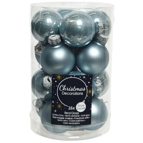 Dadeldo Living & Lifestyle Bola para árbol de Navidad, 16 piezas, 3 cm, color azul