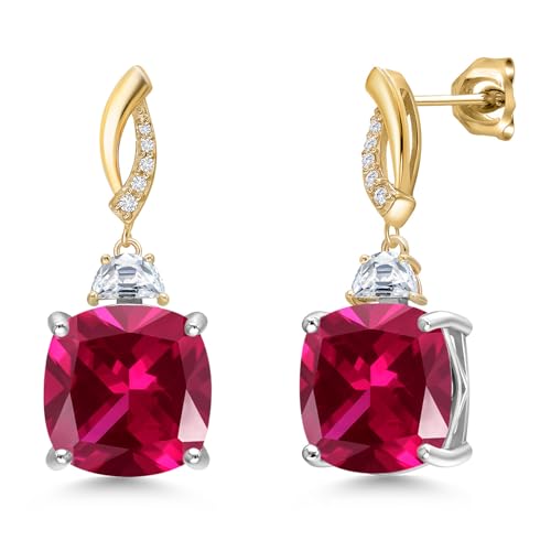 Gem Stone King 925 Silver and 10K Yellow Gold Red