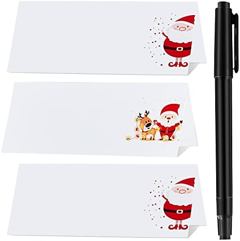 Christmas Place Name Cards Christmas Table Name Cards Santa Elk Cards Xmas Seat Cards Greeting Cards with Pen for Christmas Holiday Wedding Winter Party Decoration (61)