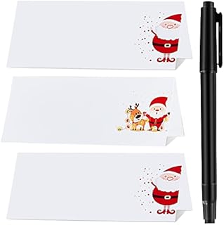 Christmas Place Name Cards Christmas Table Name Cards Santa Elk Cards Xmas Seat Cards Greeting Cards with Pen for Christmas Holiday Wedding Winter Party Decoration (61)