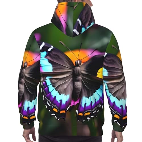 Sweat à capuche imprimé papillons colorés pour sport et pull décontracté - 4