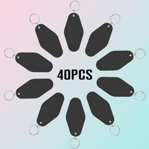 Image of LOTMER 20 /30 /40 /80 PCS Hotel Keychain Blank with Key Rings, 60 Colors Motel Key Chains for DIY Keychains