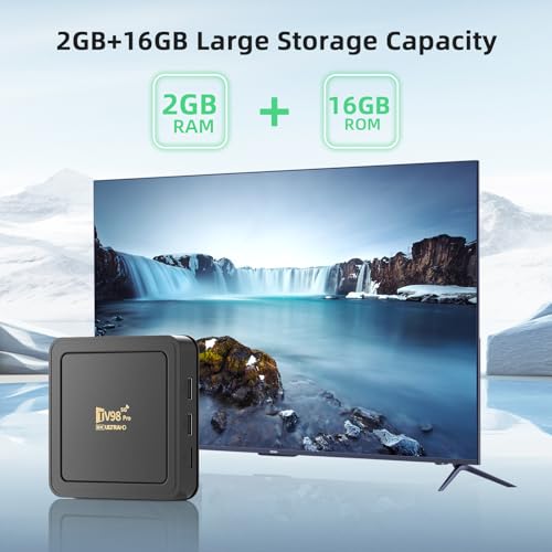 TV98 PRO 8K@60fps HDMI Media Player for USB Drive and TF Card, HD Digital Signage Player, H.265/MP4/MKV/MOV/AVI/MP3/WMV, Multi-Video Decoder, Picture Decoding, Remote Control, Home Theater