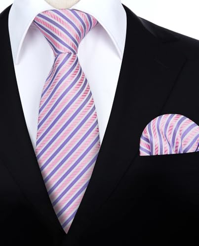Image of HISDERN Mens Tie Set Classic Woven Ties and Pocket Square Cufflinks Set Formal Business Wedding Neckties Handkerchief