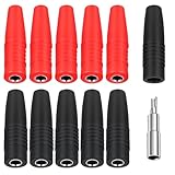 10 Stück 4mm Bananenbuchse Kupfer-isolierte Extender Elektrisch Tests Bananenbuchse Stromanschluss Buchse für Blanker Lautsprecher Verstärkeranschluss (Schwarz/Rot)