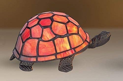 Sale! Beautiful Orange Tiffany Inspired Turtle/Tortoise Decorative Electric Bedside Table Lamp