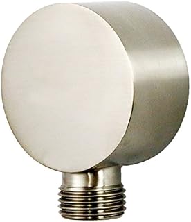 Weirun Bathroom Brass 1/2" NPT Shower Hose Connector Round Wall Union Supply Elbow Outlet Spout Wall Mounted,Brushed Nickel