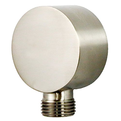 Weirun Bathroom Brass 1/2" NPT Shower Hose Connector Round Wall Union Supply Elbow Outlet Spout Wall Mounted,Brushed Nickel