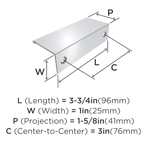 Image of Amerock | Cabinet Pull | Polished Chrome | 3 inch (76 mm) Center to Center | Edge Pull | 1 Pack | Drawer Pull | Drawer Handle | Cabinet Hardware