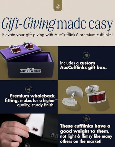 Ruby Stone Red Cufflinks | Wedding Anniversary | Cuff Links Gift for Men | 40th Ruby Anniversary Husband Present3