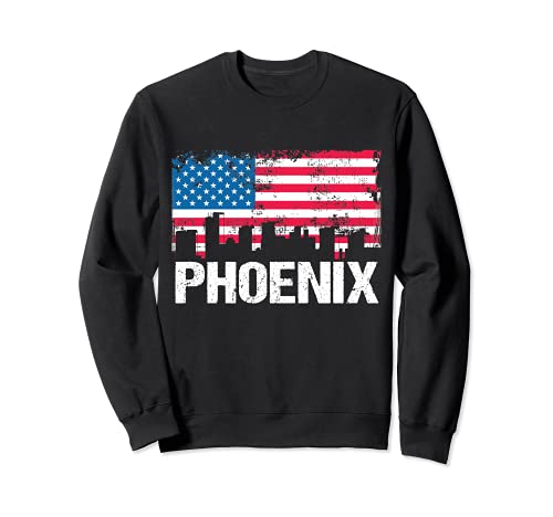 Bandera de Estados Unidos Vintage Ciudad Americana Skyline Phoenix Arizona Estados Unidos Sudadera