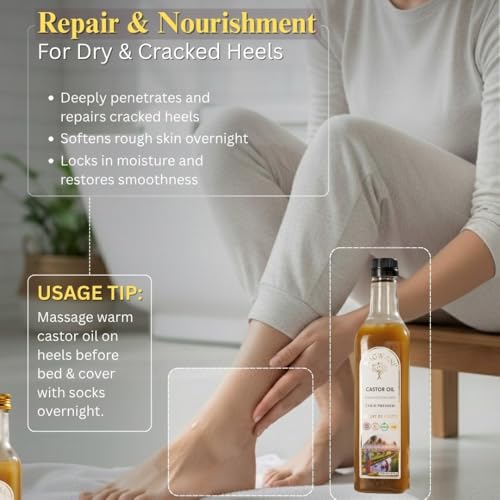 Image of Cold Pressed Unbleached Castor Oil For Hair Growth, 100% Natural Arandi Oil for Skin, Nails, Joint Pain Relief & Constipation Pure Extra Virgin Castor Oil 500ml - Plastic Bottle