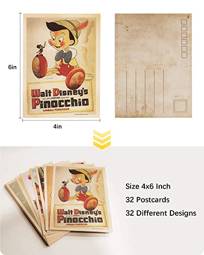 image for Fancyoung 32 PCS 1 Set Vintage Retro Old Cartoon Postcard Greeting Car