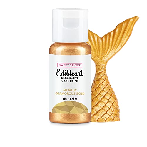 Image of Sweet Sticks Edible Art Decorative Cake Paint 0.5 Ounce (15 Milliliters), Metallic Glamorous Gold