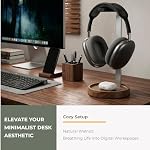 muso wood Walnut Desktop Headphone Stand with Storage Base - Image 3