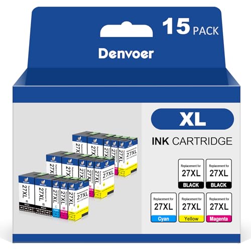 Denvoer 27XL Cartuchos de Tinta compatibles con Epson 27 27XL Multipack para Espon Workforce WF 7210 WF 7610 WF 7720 WF 7710 WF 7620 WF 7715 WF 7110 WF 3640 (6 Negro, 3 Cian, 3 Magenta,3 Amarillo)