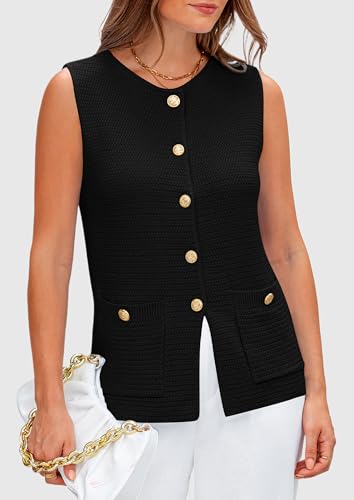 PRETTYGARDEN Women's 2025 Summer Sweater Vest Sleeveless Knit Cardigan Button Down Tank Tops Trendy Business Casual Outfits4