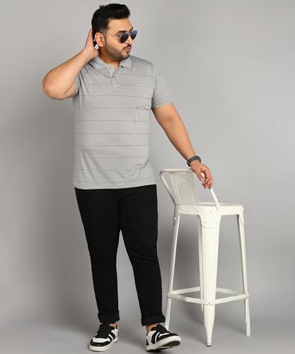 Image of INKKR Plus Size Men's Regular Fit Striped Polo Tshirt Combo