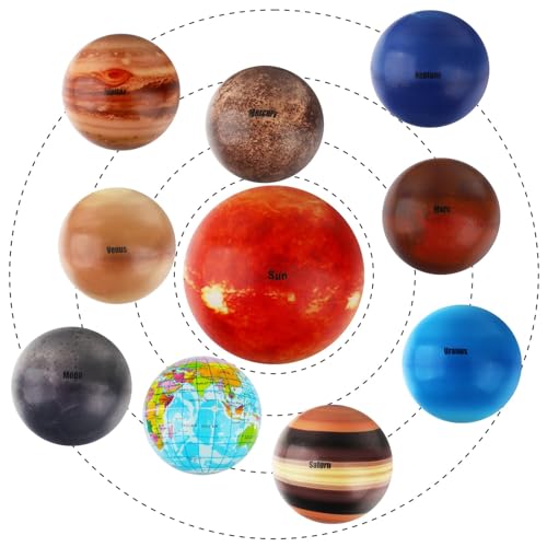 Planeten Schaumstoff Bälle 10 Stück Mini-Sonnensystem-Stressball für Kinder und Erwachsene Quetschbälle zum Stressabbau pädagogisches Weltraumspielzeug für frühes Lernen Goodie-Bag-Füller-Geschenk