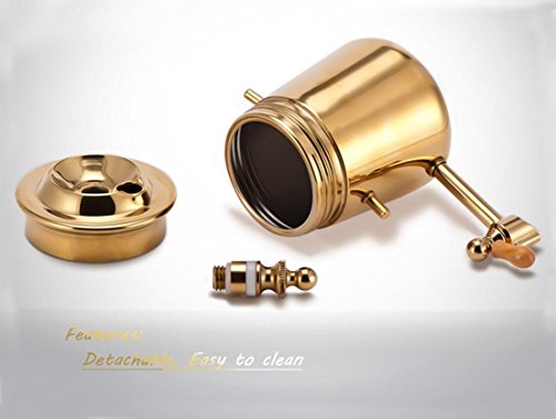 Diguo Gen-2 Belgium/Belgian Luxury Royal Balancing Siphon Coffee Maker. Wooden Base, T-Handle, Easy to Clean Take Apart Water Retainer and Permanent Filter. Color: Golden - Thumbnail 3