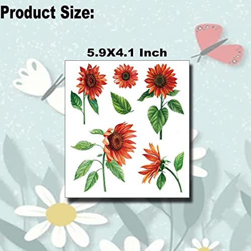 Tazimi 3D Flower Temporary Tattoos For Women Girls, 12 Sheets Waterproof Sunflowers Rose Leaf Floral Tattoos For Adult Women Face Body Art #TOP4
