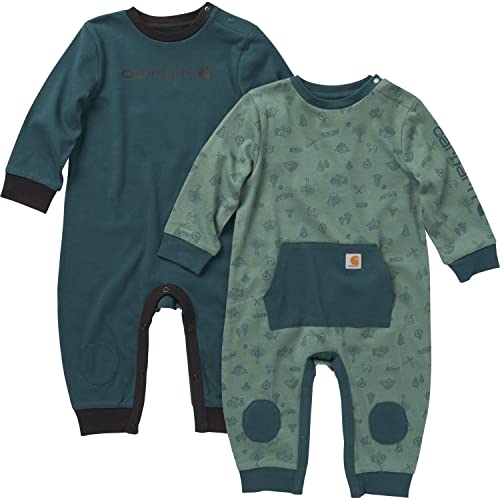 Image of Carhartt Baby Boys' Long-sleeve Footless Jumpsuit Onesie Two-pack
