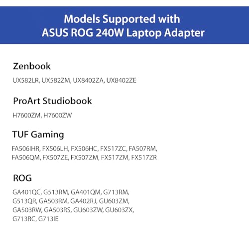 Image of 240W Zephyrus Replacement Charger ADP-240EB B for Asus Rog Zephyrus G14 G15 M16 G16 S15 S17, Flow X16 GV601, Strix Scar 15 17 G533 G733, Tuf A15 F15, Asus 240W Charger