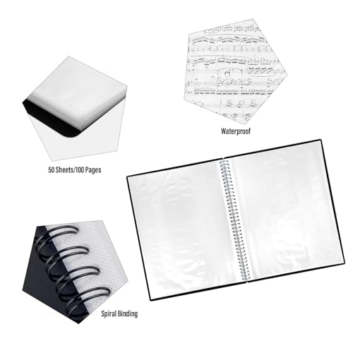 50 Pockets Portfolio Binder with Plastic Sleeves, Presentation Book Display 100 Pages File Folder for Artwork, Sheet Music, Document, Diamond Painting - Thumbnail 4