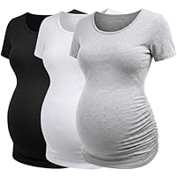 Love2Mi 3 Pcs Kurzarm Umstandsshirt Umstandsmode Tshirt Einfarbig Schwangerschafts Kleidung