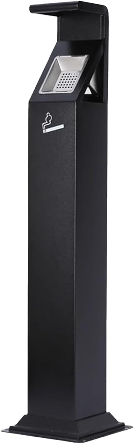 Standing Ashtray Outdoor, Stainless Steel Cigarette Butt Disposal Devic, Smoking Cigarette Butt Receptacles. Great for Use Outside(Black)