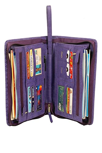 Image of Sukeshcraft Multiple Cheque Book Holder | Original PU Holds Upto 8 Cheque Books, Purple
