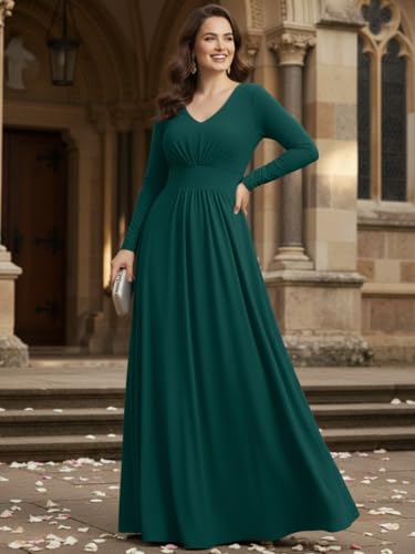 Image of KOH KOH Womens Long Sleeve Flowy Empire Waist Fall Pleated Maxi Dress