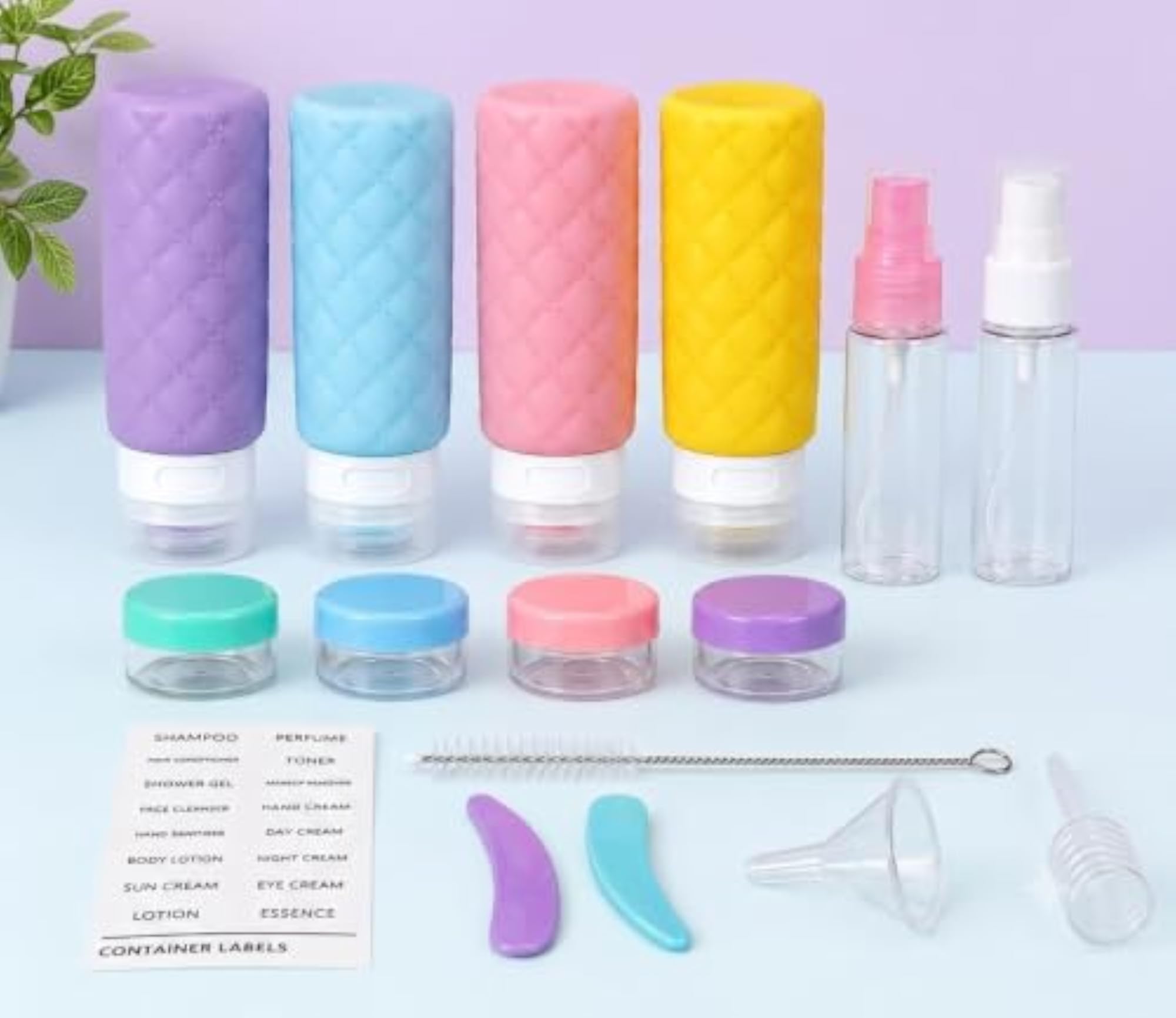 Silicone Travel Toiletry Bottles Set, Refillable Containers