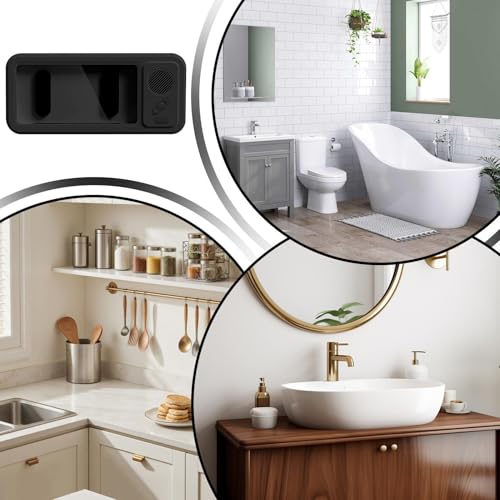 Soporte para teléfono impermeable para ducha con altavoz y protección para espejo de baño 4