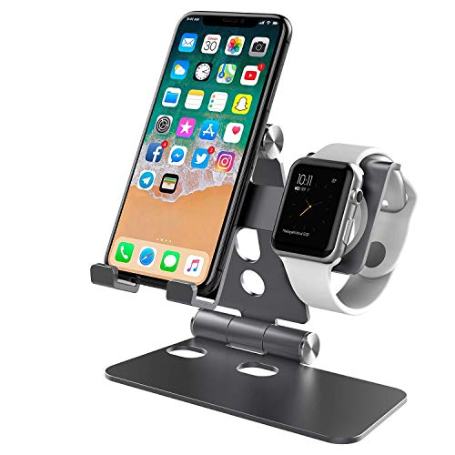 VASIVO 3 in 1 Universal Desktop Aluminum Folding Cellphone Stand Compatible with Watch,iPhone X 6 6s 7 8 Plus, Samsung, Android, Switch, iPad and Tablet