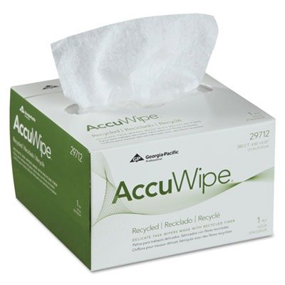 GPC29712 - Accuwipe Recycled One-ply Delicate Task Wipers, 4 1/2 X 8 1/4, White, 280/box
