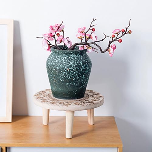 Table d'appoint en bois et support de tabouret rond pour pot de fleurs