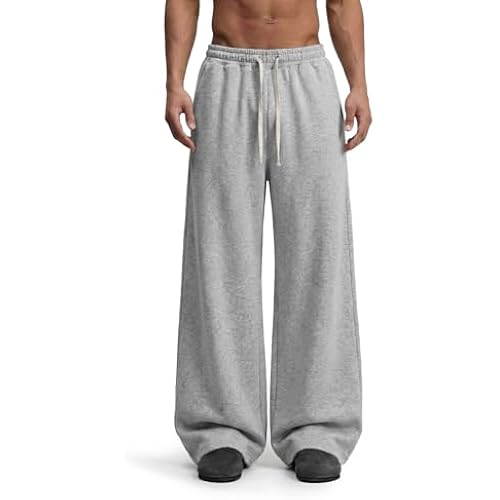 Mens Baggy Sweatpants Wide Leg Sweat Pants Uncuffed Loose Gym Y2K