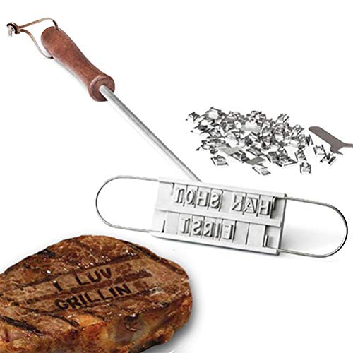Barbacoa Branding Iron Kits DIY Carne Tool Set Grill Branding Iron con letras cambiables Barbacoa Branding Branding Iron Tool con 55 Letras
