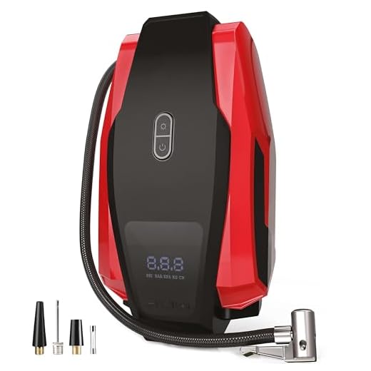 Helteko Portable Air Compressor Pump 150PSI 12V - Digital Tire Inflator - Auto Tire Pump with Emergency Led Lighting and Long Cable for Car - Bicycle - Motorcycle - Basketball and Others