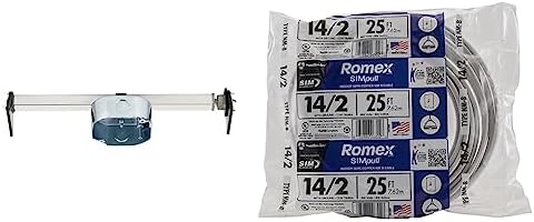 Westinghouse Lighting 0110000 Saf-T-Brace for Ceiling Fans, 3 Teeth, Twist and Lock,Silver(Pack of 1) & Woods 28827421 NMB W/G Wire, 25′ 14/2, White, 25 Foot